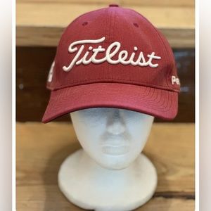 Titleist Golf Pro V1 FJ Foot Joy Red Fitted Cap Hat Mens Size L/XL